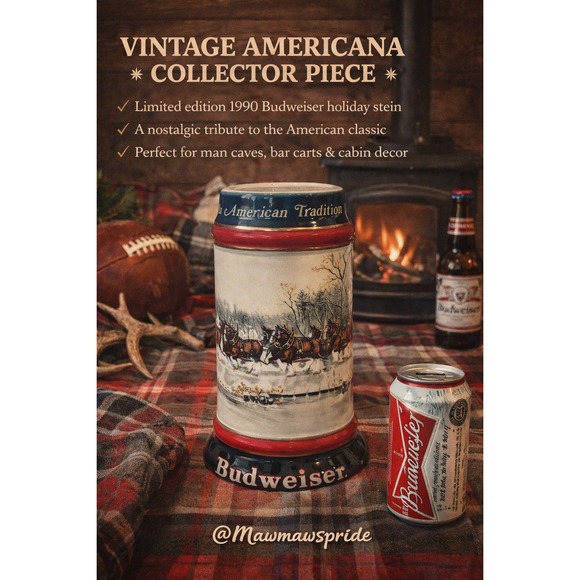 Budweiser Other - Vintage 1990 Budweiser Holiday Stein An American Tradition Clydesdales